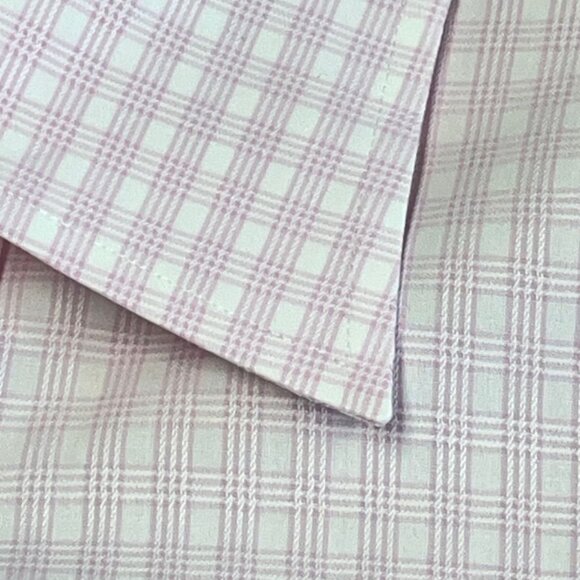 Peter Millar Men's Shirt - Pink and White Check Plaid - Size M (15.5) - STAINS - Picture 11 of 13